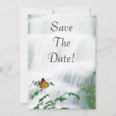 Invitation Enregistrer La Date Mariage Papillon & Cascade (Devant)