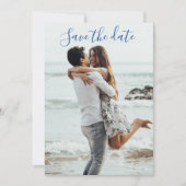 Invitation Enregistrer la date Mariage photo en bleu Faire-pa (Devant)