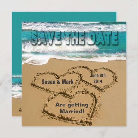 INVITATION ENREGISTRER LA DATE - MARIAGE - PLAGE /OCÉAN (Devant / Derrière)