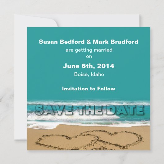 INVITATION ENREGISTRER LA DATE - MARIAGE - PLAGE /OCÉAN (Dos)