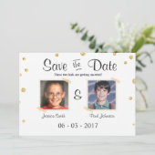 Invitation Enregistrer la date Mariage Rustic Chalkboard Gold (Debout devant)