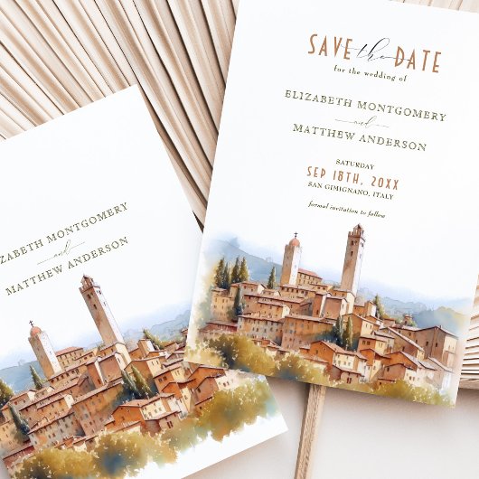 Invitation Enregistrer la date Mariage toscan San Gimignano I