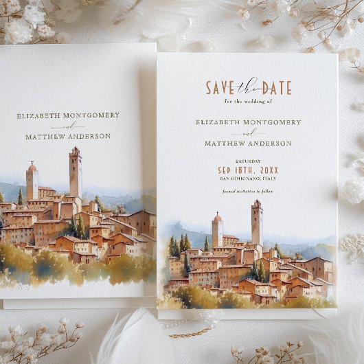 Invitation Enregistrer la date Mariage toscan San Gimignano I