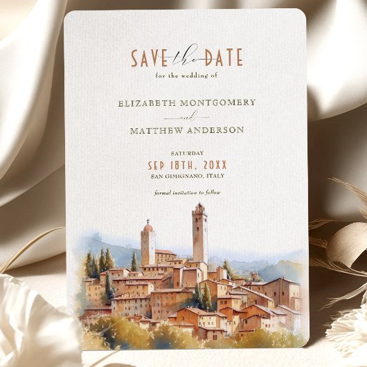 Invitation Enregistrer la date Mariage toscan San Gimignano I