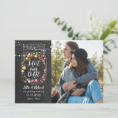 Invitation Enregistrer la date Mason Jar String Lights Boho P (Debout devant)