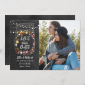 Invitation Enregistrer la date Mason Jar String Lights Boho P (Devant / Derrière)