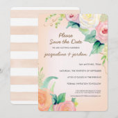 Invitation Enregistrer la date Moderne Aquarelle Roses florau (Devant / Derrière)