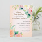 Invitation Enregistrer la date Moderne Aquarelle Roses florau (Debout devant)