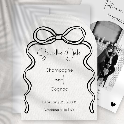 Invitation Enregistrer La Date Moderne Bow Arch Mariage Photo