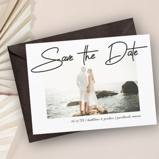 Invitation Enregistrer la date Moderne Mariage stylo Stroke S