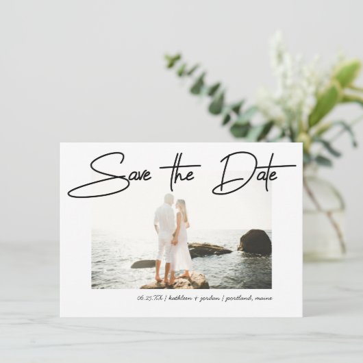 Invitation Enregistrer la date Moderne Mariage stylo Stroke S (Debout devant)