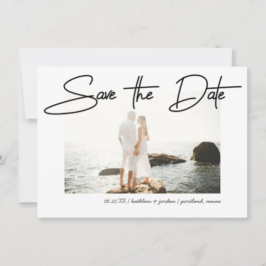 Invitation Enregistrer la date Moderne Mariage stylo Stroke S (Devant)