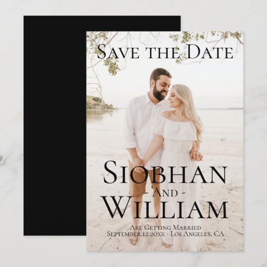 Invitation Enregistrer la date moderne personnalisée avec pho (Devant / Derrière)