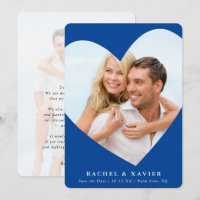 ENREGISTRER LA DATE moderne photo cadre coeur bleu