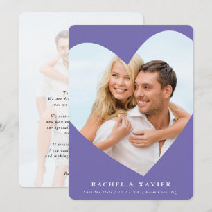 Invitation ENREGISTRER LA DATE moderne photo cadre coeur viol