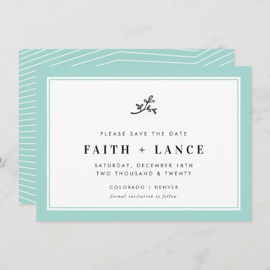 Invitation ENREGISTRER LA DATE moderne sprig simple bordure m (Devant / Derrière)