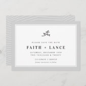 Invitation ENREGISTRER LA DATE moderne sprig simple cool de b (Devant / Derrière)