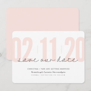 Invitation ENREGISTRER LA DATE modernes grands nombres rose n