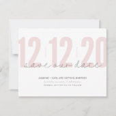 Invitation ENREGISTRER LA DATE modernes grands nombres rose n (Devant)