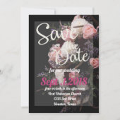 Invitation enregistrer la date moody floral, bordeaux blanc f (Devant)