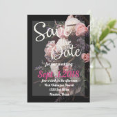 Invitation enregistrer la date moody floral, bordeaux blanc f (Debout devant)