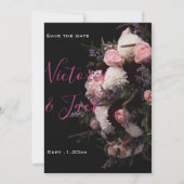 Invitation enregistrer la date moody floral, bordeaux blanc f (Devant)