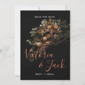 Invitation enregistrer la date moody floral, orange white flo (Devant)