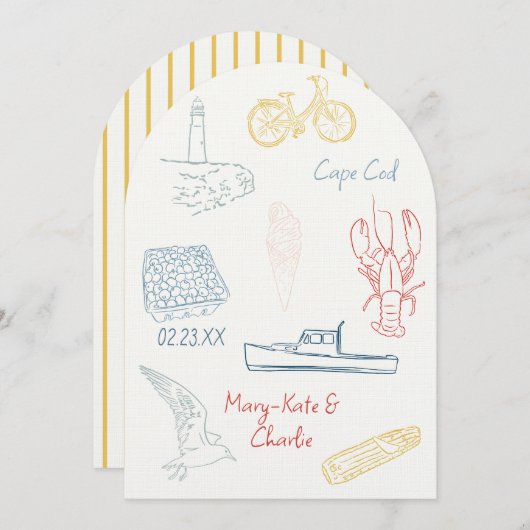 Invitation Enregistrer la date New England Mariage d'été (Devant / Derrière)