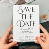 Invitation Enregistrer la date Noir et Blanc 50 Anniversaire