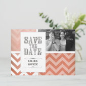 Invitation Enregistrer la date - Ombre Chevron Stripe Zig Zag (Debout devant)