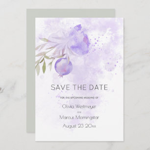 Invitation Enregistrer la date Pale Lilac Purple Rose Hip