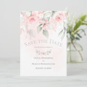 Invitation Enregistrer la date Pale Rose Roses de chalet (Debout devant)