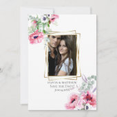 Invitation ENREGISTRER LA DATE | Pavot rose aquarelle (Devant)