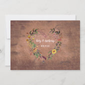 Invitation Enregistrer la date Photo Bois rustique Coeur Flor (Dos)