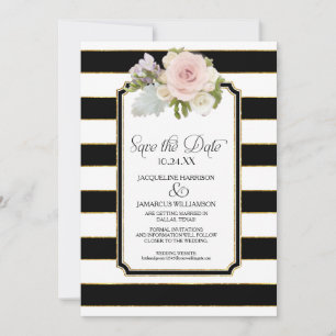 Invitation Enregistrer la date Photo large bande Faux Gold Fl