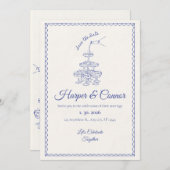 Invitation Enregistrer la date : Playful Blue Celebration (Devant / Derrière)