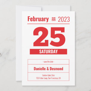 Invitation Enregistrer la date pour les mariages chinois-amér