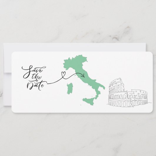 Invitation Enregistrer la date pour un mariage à Rome, Italie (Dos)