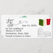 Invitation Enregistrer la date pour un mariage à Rome, Italie (Devant / Derrière)