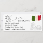 Invitation Enregistrer la date pour un mariage à Rome, Italie (Devant)