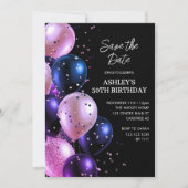 Invitation Enregistrer la date Purple 50e fête d'anniversaire (Devant)