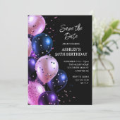 Invitation Enregistrer la date Purple 50e fête d'anniversaire (Debout devant)
