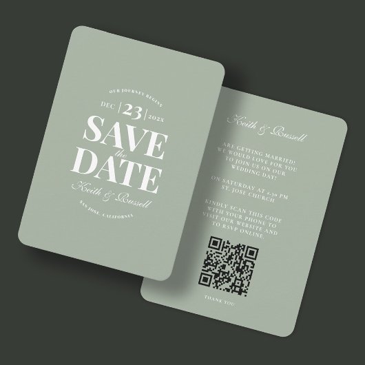 Invitation Enregistrer la date QR Code Mariage Site Web Sage 