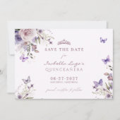 Invitation Enregistrer La Date Quinceañera Purple Butterfly F (Devant)