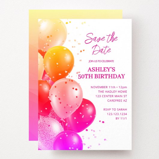Invitation Enregistrer la date Red Orange 50e anniversaire