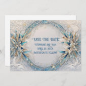 Invitation Enregistrer la date Romantique Art Déco inspirée W (Devant / Derrière)