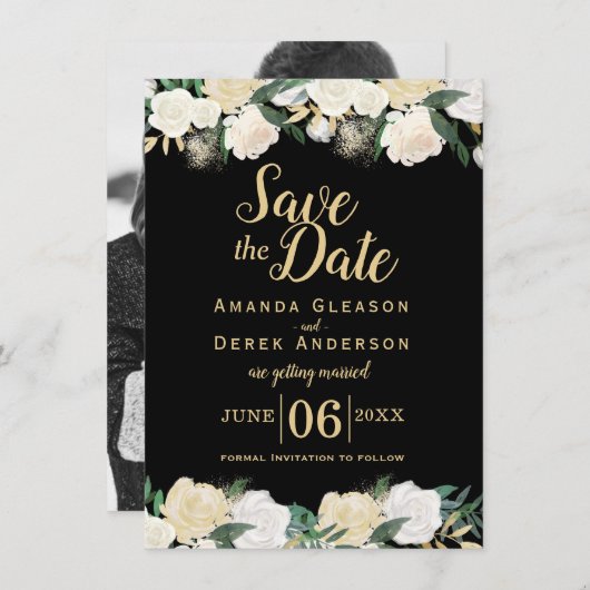 Invitation Enregistrer la date romantique en photo (Devant / Derrière)