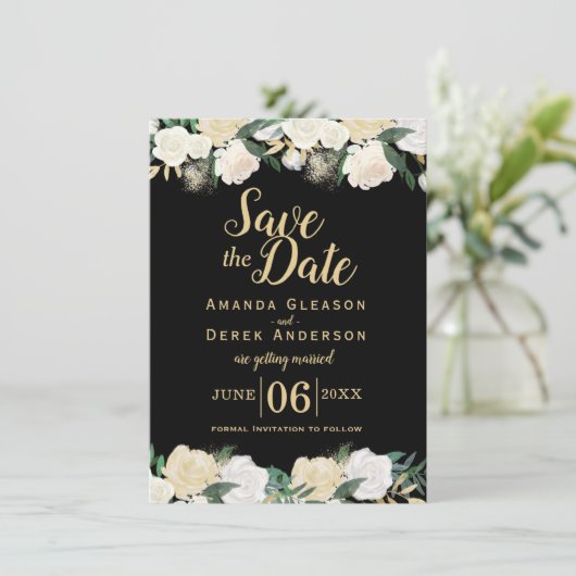 Invitation Enregistrer la date romantique en photo (Debout devant)