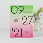 Invitation Enregistrer La Date - Rose & Vert Ombre (Debout devant)