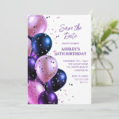 Invitation Enregistrer la date Royal Purple 50e fête d'annive (Debout devant)